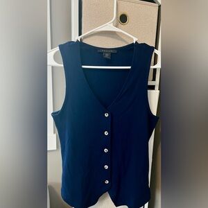 Tahari navy blue sleeveless knit vest